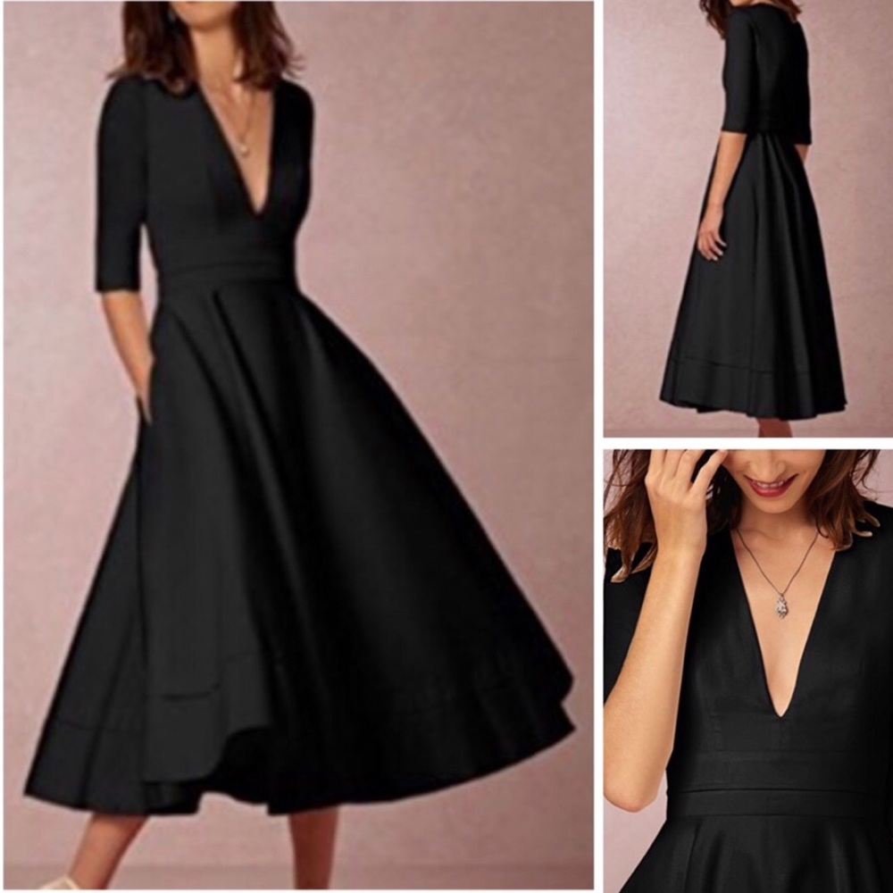 Elegant Black Formal Dress w/ Pockets